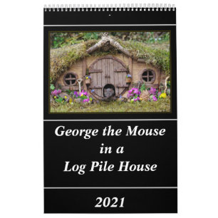 George die Maus in einem Blockhaufen-Kalender Kalender