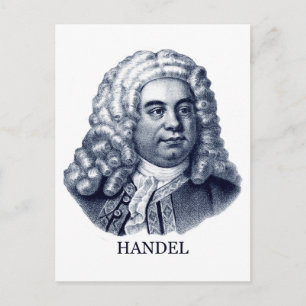 George Frideric Händel, blau Postkarte