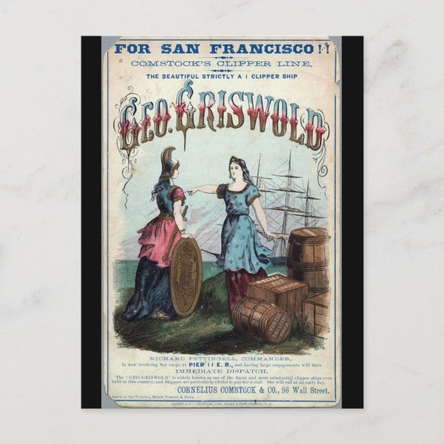 George Griswold Clipper Segelschiff 1863 Postkarte (Vorderseite)