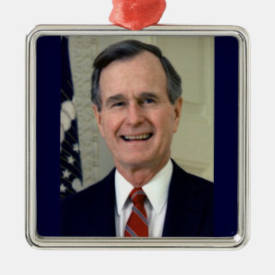 George H. W. Bush 41. Präsident Silbernes Ornament