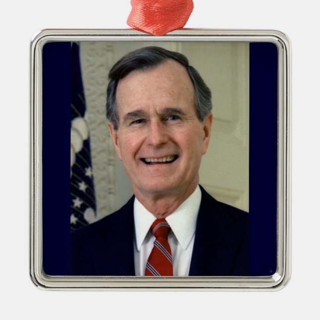 George H. W. Bush 41. Präsident Silbernes Ornament (Vorne)