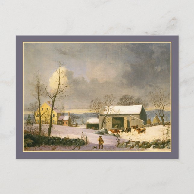George Henry Durrie Rustikales Land Wintergarten Postkarte (Vorderseite)