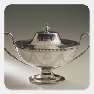 George III Sauce Terine und Cover Quadratischer Aufkleber
