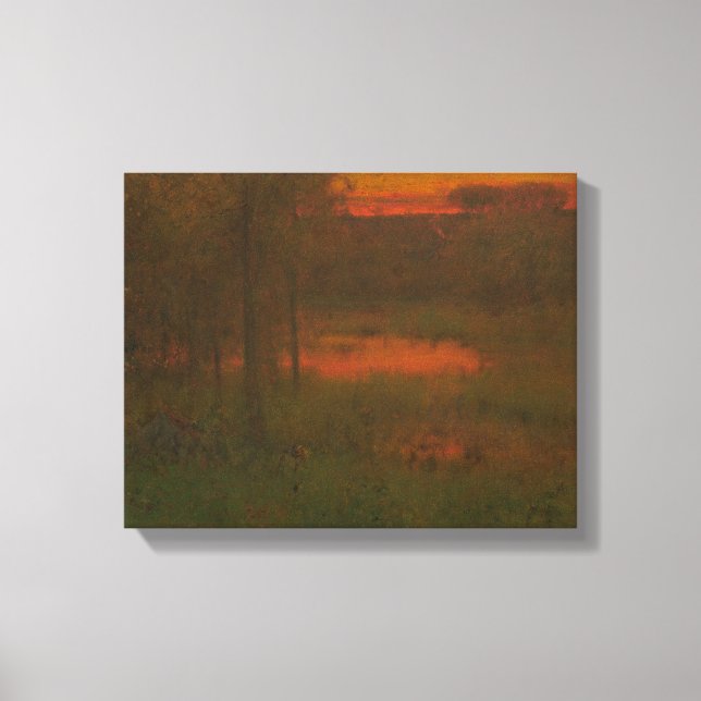 George Inness - Landschaft, Sonnenuntergang Leinwanddruck (Vorderseite)