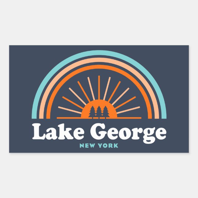 George Lake, New York Rainbow Rechteckiger Aufkleber (Vorderseite)