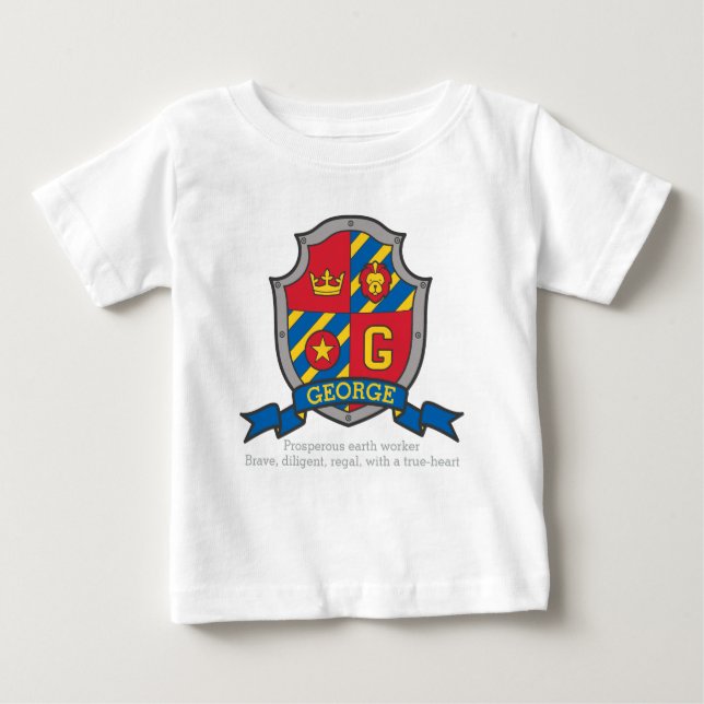 George Name bedeutet Wappen Ritter Schild Baby T-shirt (Vorderseite)