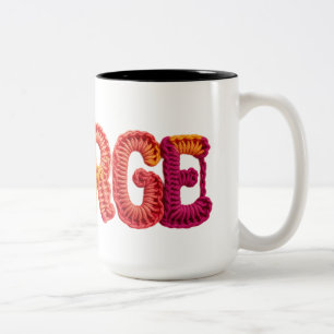 GEORGE Name in lebendigem Häkelmuster Zweifarbige Tasse