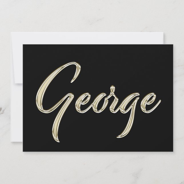George Name white gold Handwriting Karte (Vorderseite)