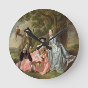 George Rogers mit seiner Ehefrau, Margaret und Runde Wanduhr
