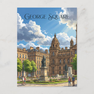 George Square, Glasgow Schottland Postkarte