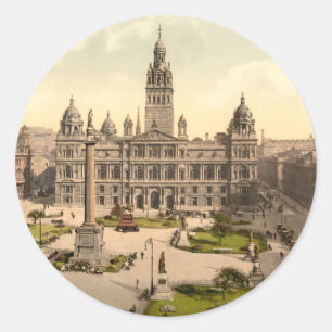 George Square, Glasgow, Schottland Runder Aufkleber