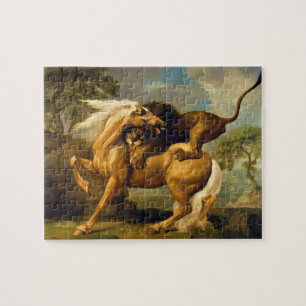 George Stubbs ein Löwe, der ein Pferd in Angrif