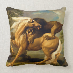 George Stubbs   ein Löwe, der ein Pferd in Angrif Kissen