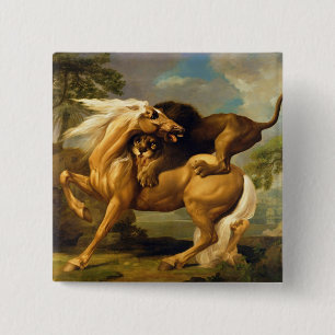 George Stubbs   ein Löwe, der ein Pferd in Angriff Button