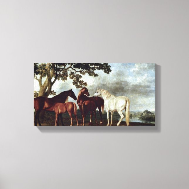 George Stubbs - Mares and Foals in einer Landschaf Leinwanddruck (Vorderseite)