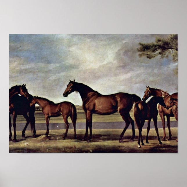 George Stubbs - Mares vor einem drohenden Sturm Poster (Vorne)