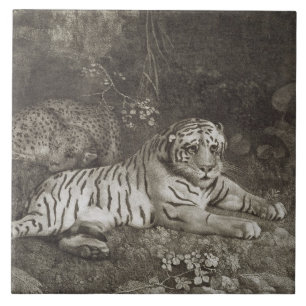 George Stubbs zwei Tygers, graviert vom Künstle Fliese