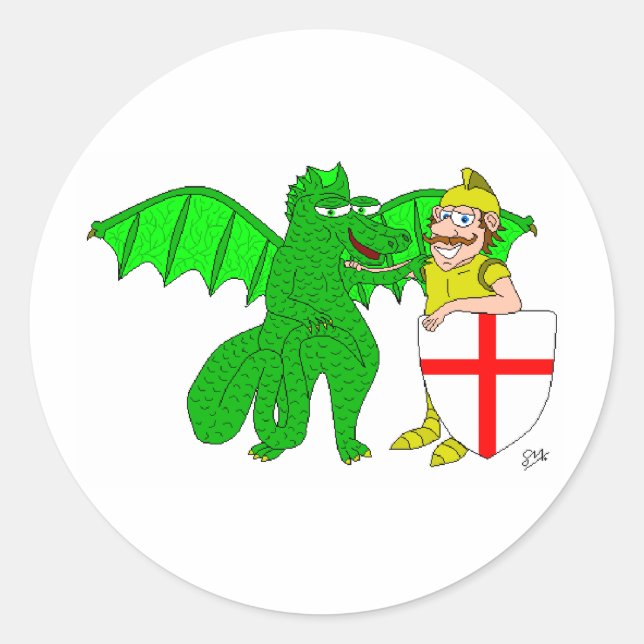 George und der Drache Runder Aufkleber (Vorderseite)