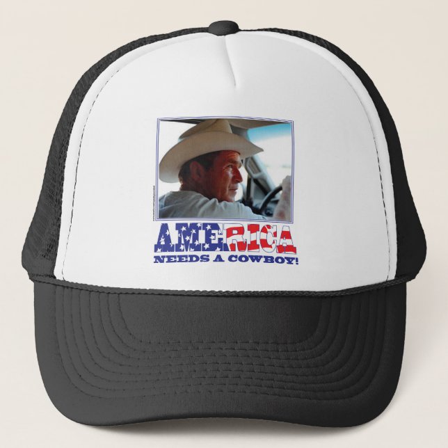 George W Bush - Amerika braucht einen Cowboy Truckerkappe (Vorderseite)