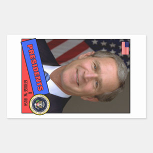 George W. Bush Baseball Card Rechteckiger Aufkleber
