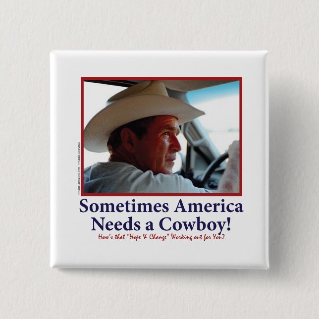 George W Bush in Cowboy Hat Button (Vorderseite)