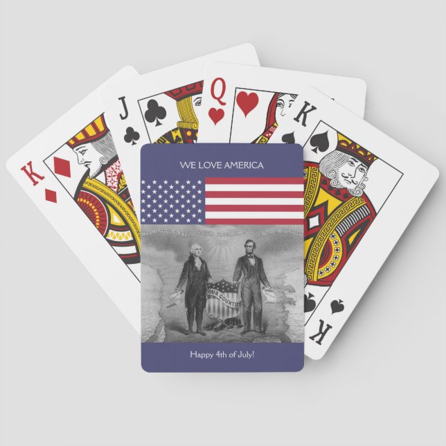 George Washington Abraham Lincoln American Flag US Spielkarten (Rückseite)