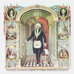 George Washington als Freimaurer Quadratischer Aufkleber