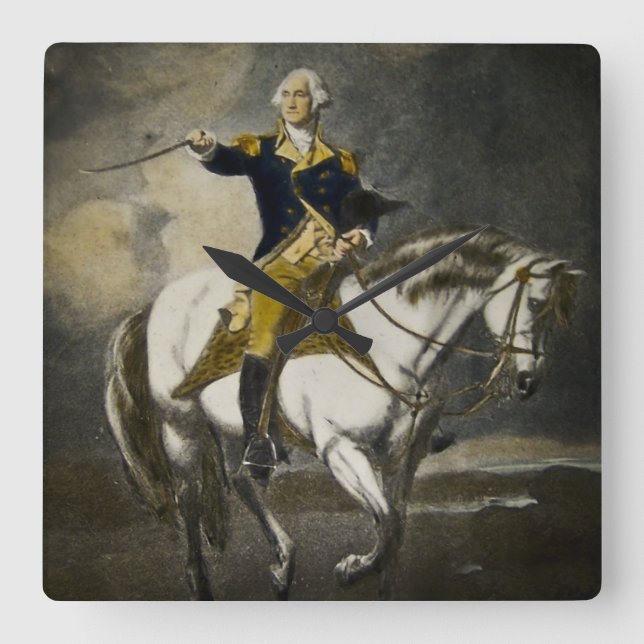 George Washington at Trenton Quadratische Wanduhr (Vorderseite)