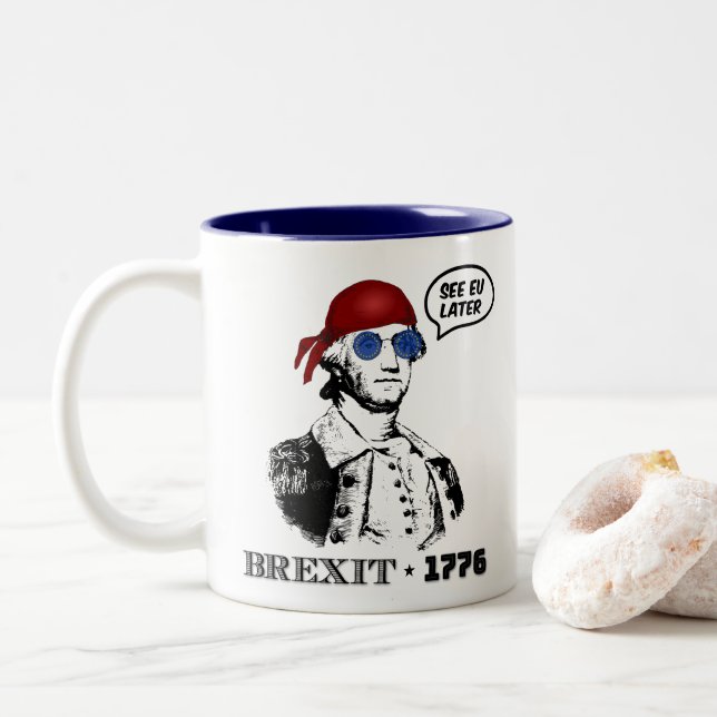 George Washington Brexit 1776 EU Flag Sunglasses Zweifarbige Tasse (Mit Donut)
