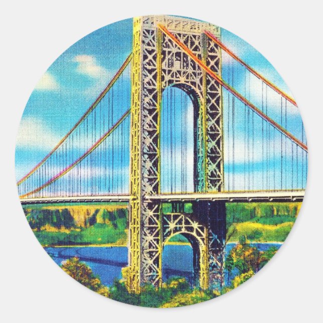 George Washington Bridge, New York City Runder Aufkleber (Vorderseite)