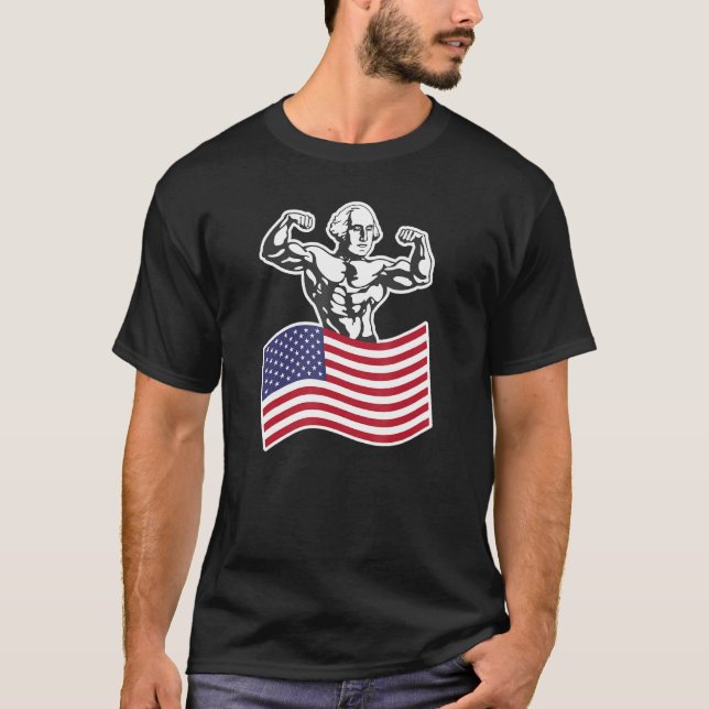 George Washington Buff American Flag T-Shirt (Vorderseite)