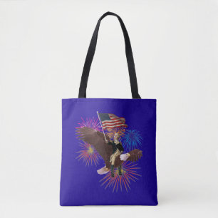 George Washington, der einen Adler mit einer Flagg Tasche