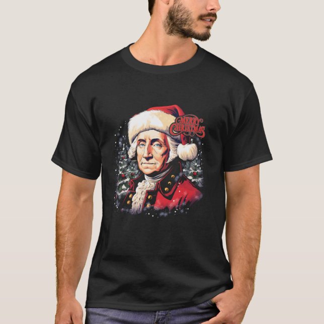 George Washington Funny Merry Christmas Santa Holi T-Shirt (Vorderseite)