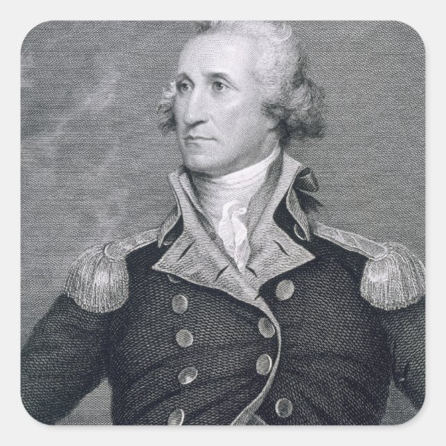 George Washington, graviert von Asher Brown Durand Quadratischer Aufkleber (Vorderseite)