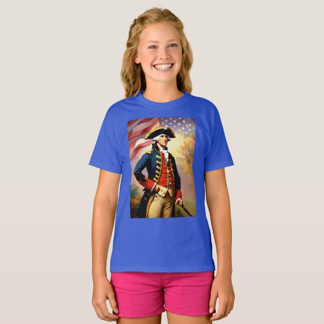 George Washington im Kriegsgefecht T-Shirt (Vorne ganz)