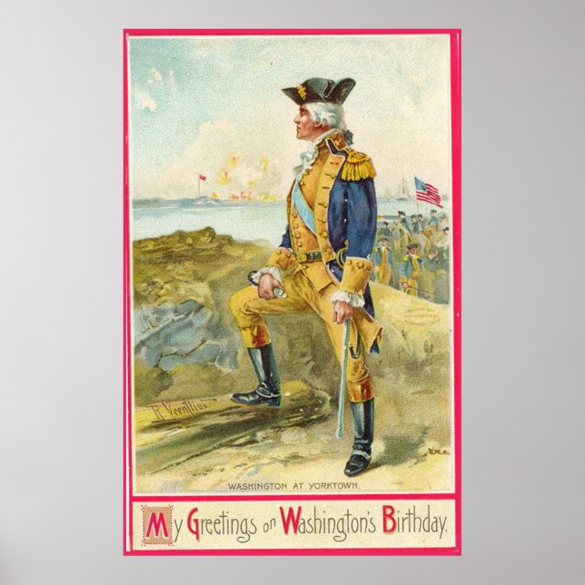George Washington in Yorktown Vintage Poster (Vorne)