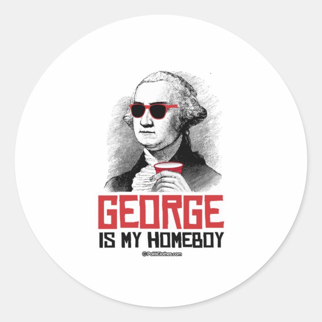 George Washington ist mein Homeboy Runder Aufkleber (Vorderseite)
