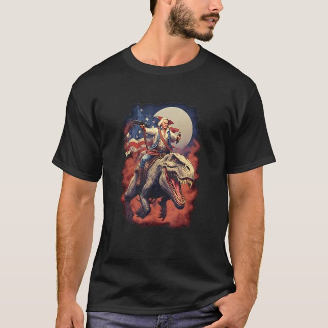George Washington on a Dinosaur on July 4th Indepe T-Shirt (Vorderseite)
