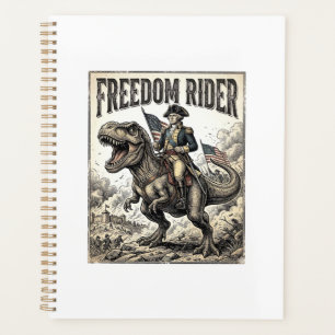 George Washington patriotique à cheval sur T-rex L