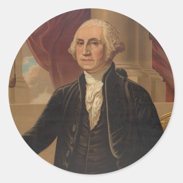 George Washington Portrait Runder Aufkleber (Vorderseite)