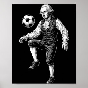 George Washington Präsident spielt Fußball Retro Poster