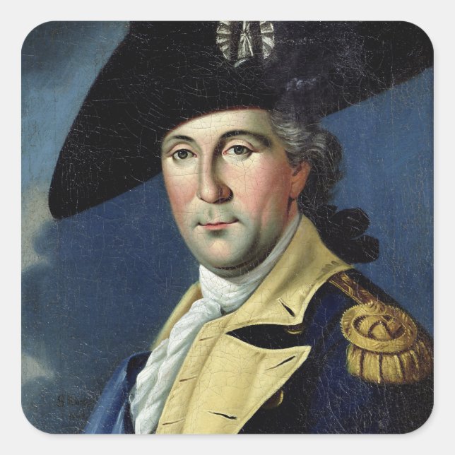 George Washington Quadratischer Aufkleber (Vorderseite)