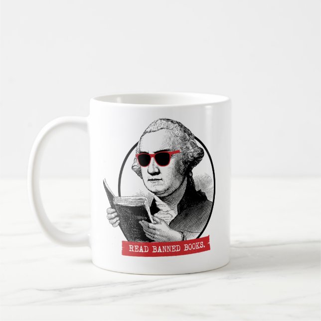 George Washington Reads Banned Books Kaffeetasse (Links)