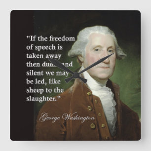 George Washington-Redefreiheit Zitat-Uhr Quadratische Wanduhr
