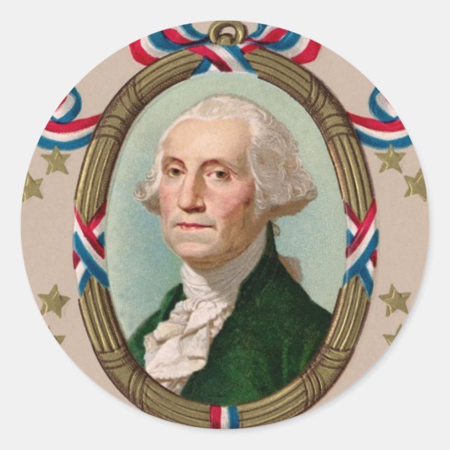 George Washington Runder Aufkleber (Vorderseite)