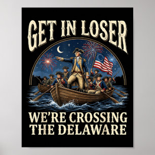 George Washington Steigt Beim Überqueren Der Delaw Poster