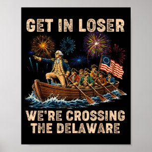 George Washington Steigt Beim Überqueren Der Delaw Poster