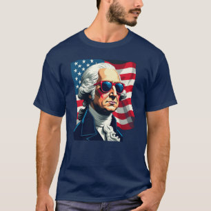 George Washington Sunglasses American Flag T - Shi T-Shirt
