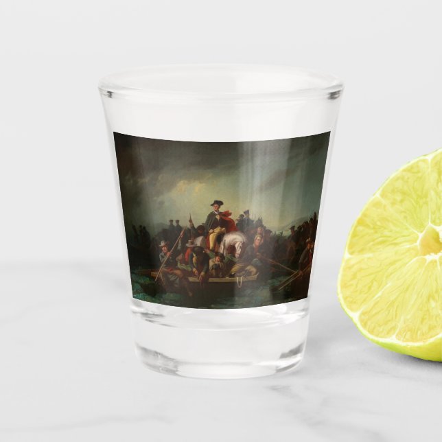 George Washington überquert den Delaware Schnapsglas (Vorderseite)
