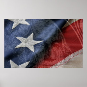 George Washington und Flaggen Composite Poster